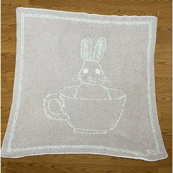 Barefoot Dreams Cozychic Bunny Baby Blanket Teacup Pink White Cream - Picture 2 of 7